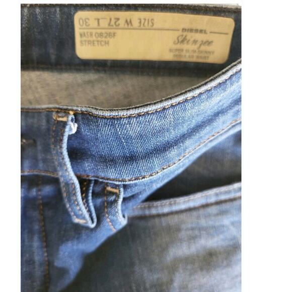 Diesel Skinzee Super Slim Skinny Jeans 27 Womens High Rise Raw Hem Medium Wash - Picture 5 of 6